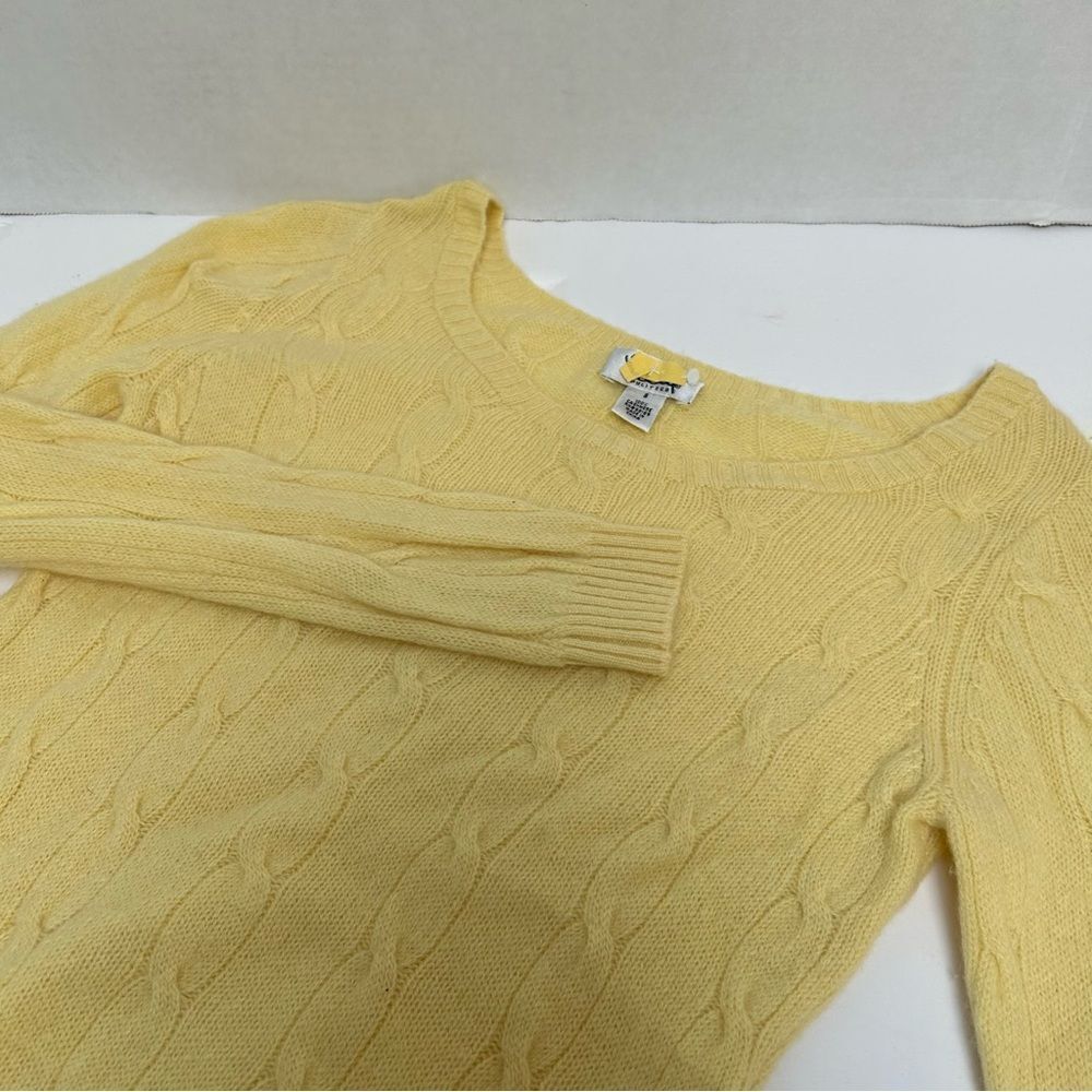 Lilly Pulitzer 100% Cashmere Yellow Cable Knit Scoop Neck Sweater Size‎ Small